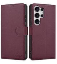 Кожен Калъф с Джобове за Samsung S26 Ultra, Tech-Protect Wallet Book Case, Бордо - 1