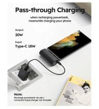 Външна батерия, Veger PlugOn USB-C 5000mAh 20W, Черен - 5