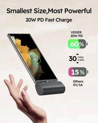 Външна батерия, Veger PlugOn USB-C 5000mAh 20W, Черен - 7