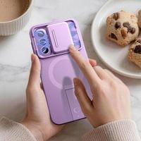 Magsafe Калъф с Капак за Камера и Стойка за Samsung A57, Tech-Protect Kevlar Aura Case, Лилав - 4 Magsafe Калъф с Капак за Камера и Стойка за Samsung A57, Tech-Protect Kevlar Aura Case, Лилав - 4