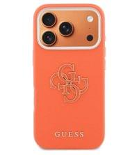 Кожен Калъф за iPhone 17 Pro Max, Guess PU Resin Logo Case, Оранжев - 2 Кожен Калъф за iPhone 17 Pro Max, Guess PU Resin Logo Case, Оранжев - 2