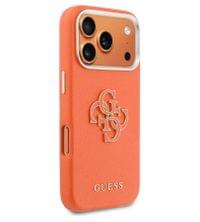 Кожен Калъф за iPhone 17 Pro Max, Guess PU Resin Logo Case, Оранжев - 3 Кожен Калъф за iPhone 17 Pro Max, Guess PU Resin Logo Case, Оранжев - 3