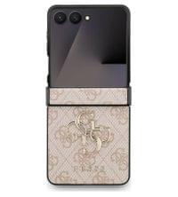 Кожен Калъф за Samsung Z Flip 7, Guess Leather 4G Metal Logo Case, Розов - 0