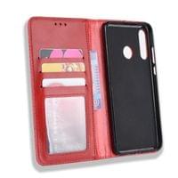 Калъф от Естествена Кожа за Huawei P30 Lite, Retro Leather Wallet Case, Червен - 3