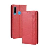 Калъф от Естествена Кожа за Huawei P30 Lite, Retro Leather Wallet Case, Червен - 6