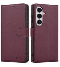 Кожен Калъф с Джобове за Samsung S26, Tech-Protect Wallet Book Case, Бордо - 1