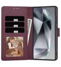 Кожен Калъф с Джобове за Samsung S26, Tech-Protect Wallet Book Case, Бордо - 2