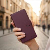 Кожен Калъф с Джобове за Samsung S26, Tech-Protect Wallet Book Case, Бордо - 3