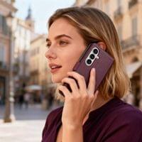 Кожен Калъф с Джобове за Samsung S26, Tech-Protect Wallet Book Case, Бордо - 4