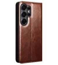 Кожен Калъф за Samsung S26 Ultra, Qialino Book Case, Кафяв - 3