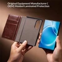 Кожен Калъф за Samsung Z Fold 8, Qialino Leather Book Case, Кафяв - 5