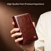 Кожен Калъф за Samsung Z Fold 8, Qialino Leather Book Case, Кафяв - 10