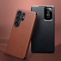 Активен Кожен Калъф за Samsung S26 Ultra, Qialino Smart View Book Case, Кафяв - 8