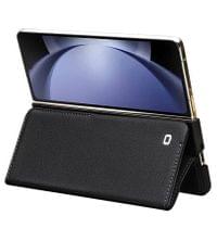 Кожен Калъф за Samsung Z Fold 5, Qialino Leather Book Case, Черен - 2