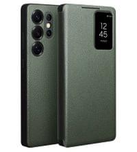 Активен Кожен Калъф за Samsung S25 Ultra, Qialino Smart View Book Case, Зелен - 9