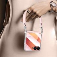 Луксозен Калъф с Каишка за Samsung Z Flip 7, Sulada Leather Case, Бял - 8