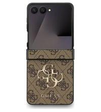 Кожен Калъф за Samsung Z Flip 7, Guess Leather 4G Metal Logo Case, Кафяв - 1