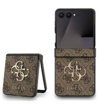 Кожен Калъф за Samsung Z Flip 7, Guess Leather 4G Metal Logo Case, Кафяв - 2