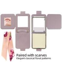 Луксозен Калъф с Огледало за Samsung Z Flip 7, PU Leather Case, Бежов - 2