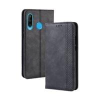 Калъф от Естествена Кожа за Huawei P30 Lite, Retro Leather Wallet Case, Черен - 6