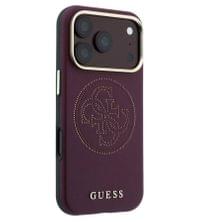 Magsafe Калъф за iPhone 18 Pro/ iPhone 17 Pro, Guess Leather Perforated 4G Mag Case Burgundy, Бордо - 3 Magsafe Калъф за iPhone 18 Pro/ iPhone 17 Pro, Guess Leather Perforated 4G Mag Case Burgundy, Бордо - 3