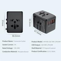 Универсален Адаптер и Зарядно за Цял Свят, Worldwide Travel Adapter 220V, Черен - 6