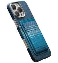 Magsafe Карбонов Калъф за Карти, Pitaka Magnetic Woven Wallet Moonrise, Син - 3