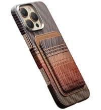 Magsafe Карбонов Калъф за Карти, Pitaka Magnetic Woven Wallet Sunset, Кафяв - 3