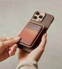 Magsafe Карбонов Калъф за Карти, Pitaka Magnetic Woven Wallet Sunset, Кафяв - 6