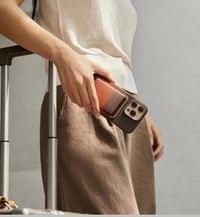 Magsafe Карбонов Калъф за Карти, Pitaka Magnetic Woven Wallet Sunset, Кафяв - 7