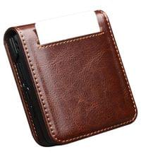 Кожен Калъф за Samsung Z Flip 8, Qialino Leather Book Case, Кафяв - 3 Кожен Калъф за Samsung Z Flip 8, Qialino Leather Book Case, Кафяв - 3