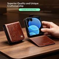 Кожен Калъф за Samsung Z Flip 8, Qialino Leather Book Case, Кафяв - 7 Кожен Калъф за Samsung Z Flip 8, Qialino Leather Book Case, Кафяв - 7