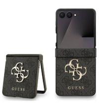 Кожен Калъф за Samsung Z Flip 7, Guess Leather 4G Metal Logo Case, Сив - 2