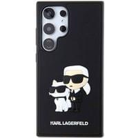 Луксозен Калъф за SAMSUNG S24 Ultra, KARL LAGERFELD 3D Rubber Karl &amp;amp; Choupette Case, Черен