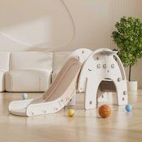 Детска пързалка с баскетболен кош Слонче - кафява - 1