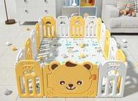 Сгъваема бебешка ограда за безопасна игра - Мече в жълт цвят - 1