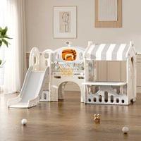 Детски център за игра с пързалка, къща и баскетболен кош - 1