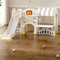 Детски център за игра с пързалка, къща и баскетболен кош - 7