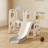 Детска пластмасова пързалка с люлка и баскетболен кош - 1