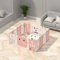 Бебешка ограда за безопасна игра, Розово бухалче - 1