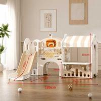 Детски център за игра с пързалка, къща и баскетболен кош - 1