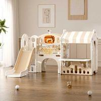 Детски център за игра с пързалка, къща и баскетболен кош - 2