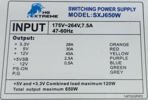 PSU HG XTREME SXJ650W 650W - 1