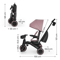 KinderKraft JAZZ 3 сгъваема триколка РОЗОВА - 2