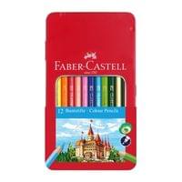 Faber-Castell Цветни моливи Замък, 12 цвята, в метална кутия - 1 Faber-Castell Цветни моливи Замък, 12 цвята, в метална кутия - 1