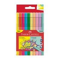 Faber-Castell Флумастери Grip, 5 цвята неон и 5 цвята пастел - 1