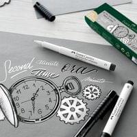 Faber-Castell Маркер Pitt Artist, със скосен връх, бял - 3 Faber-Castell Маркер Pitt Artist, със скосен връх, бял - 3