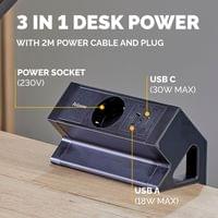 Разклонител Fellowes Ampra Power Desk, шуко, 1 гнездо, 1 USB Type-A, 1... - 2