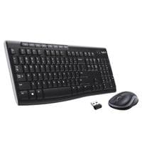 Комплект Logitech - клавиатура и мишка, безжични, черни, USB, AAA/AA, 8... - 1