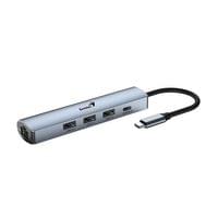USB Хъб Genius UH-545, 5 в 1, 1 x RJ45, 1 x USB Type-C, 3 x USB Type-A 3.0 - 2